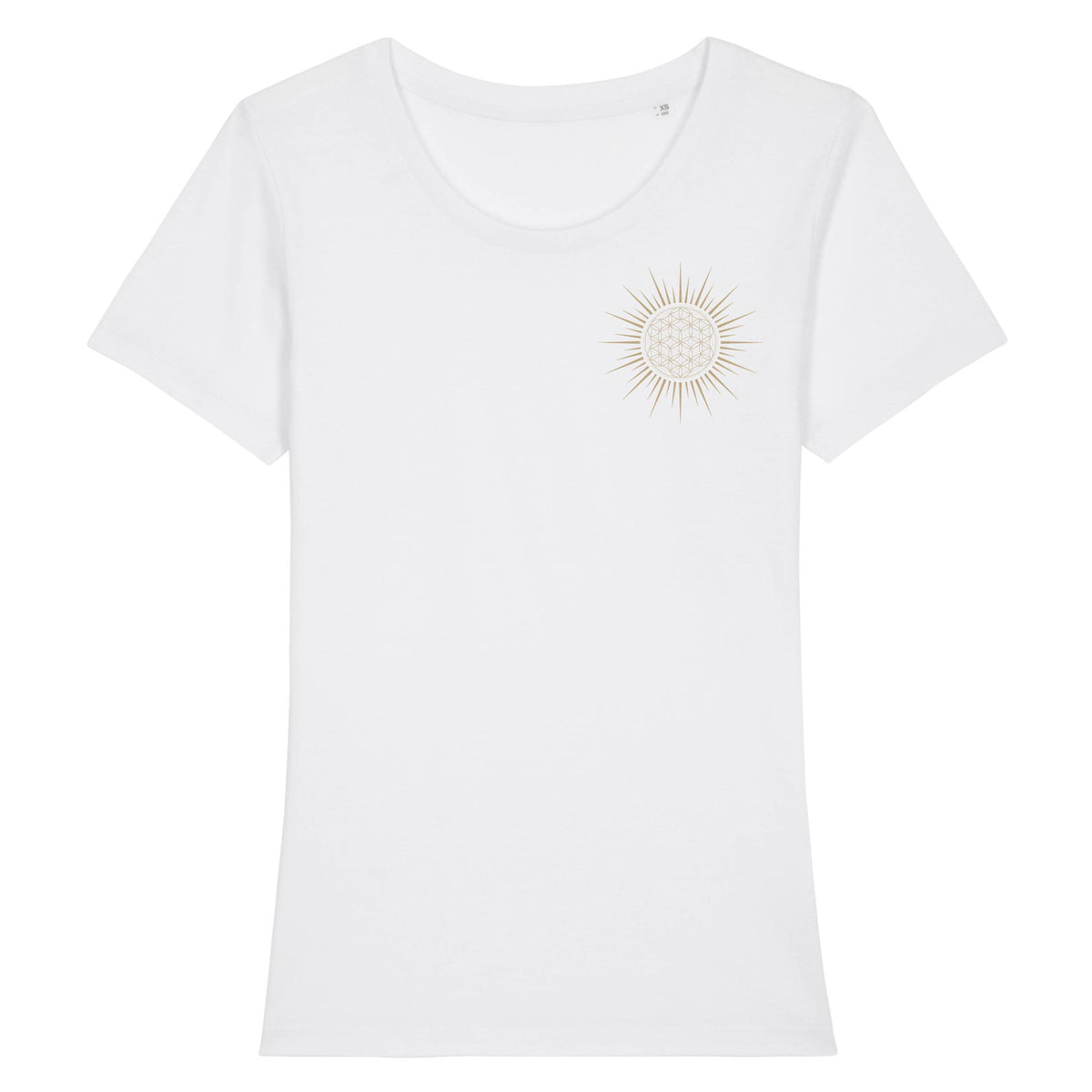 Fleur de Vie Soleil Or Coeur T-shirt Femme Coton BIO