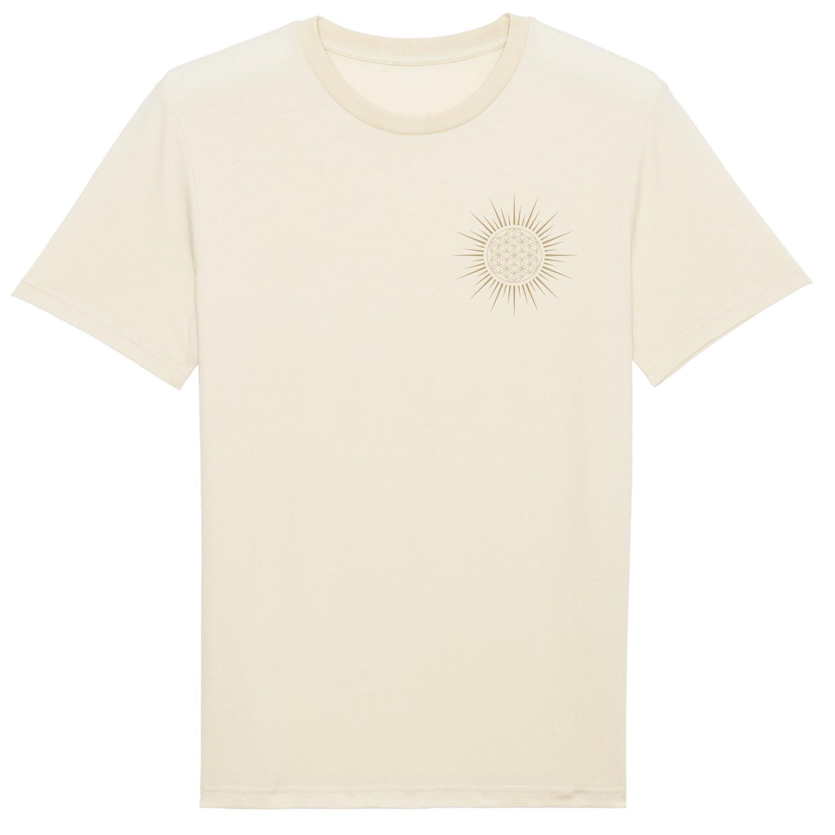 Fleur de Vie Soleil Or Coeur T-shirt Homme 100% Coton BIO