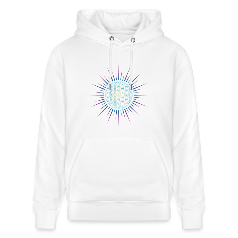 Fleur de vie Soleil Paon - Sweat à capuche Homme - 100% Coton Bio - blanc