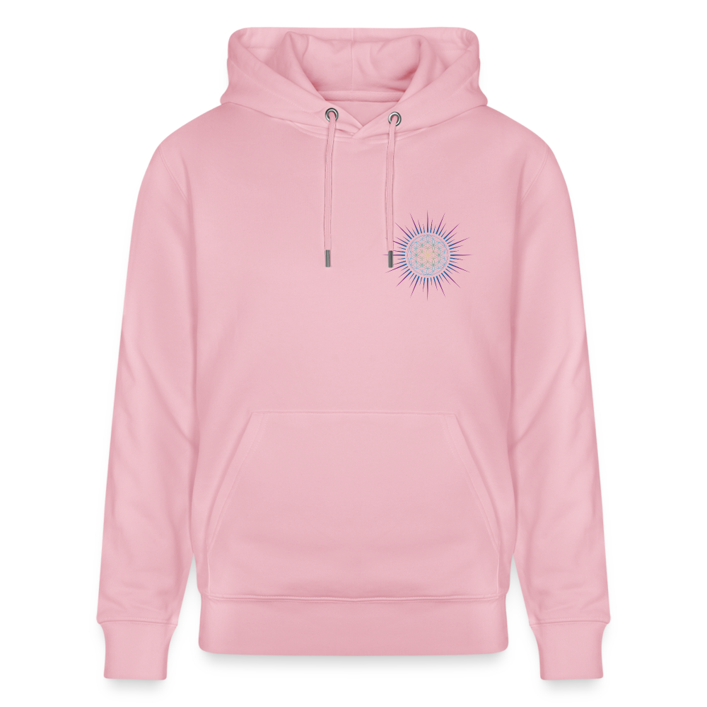 Fleur de vie Soleil Paon Coeur - Sweat à capuche Homme - 100% Coton Bio - rose pâle