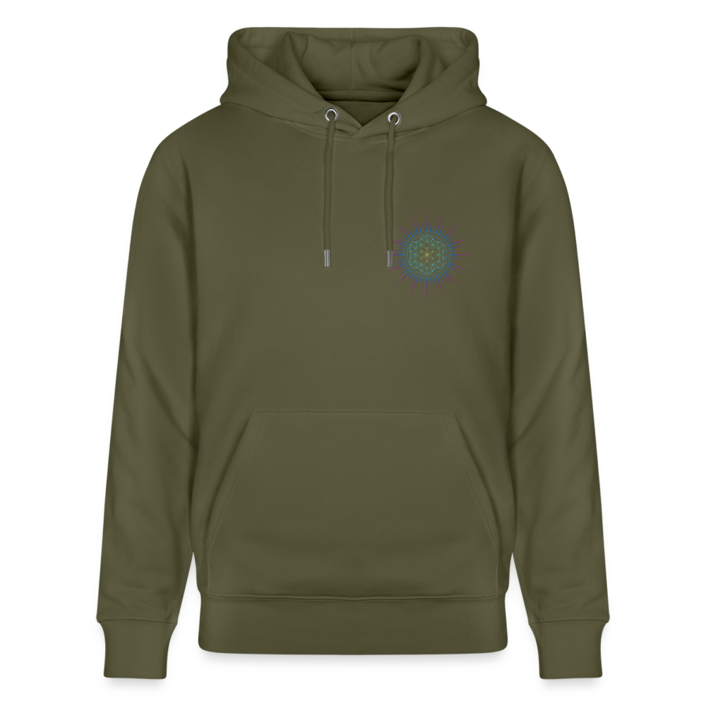 Fleur de vie Soleil Paon Coeur - Sweat à capuche Homme - 100% Coton Bio - vert kaki