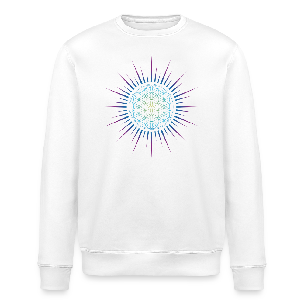 Fleur de vie Soleil Paon - Sweat-shirt Femme -Coton Bio - blanc