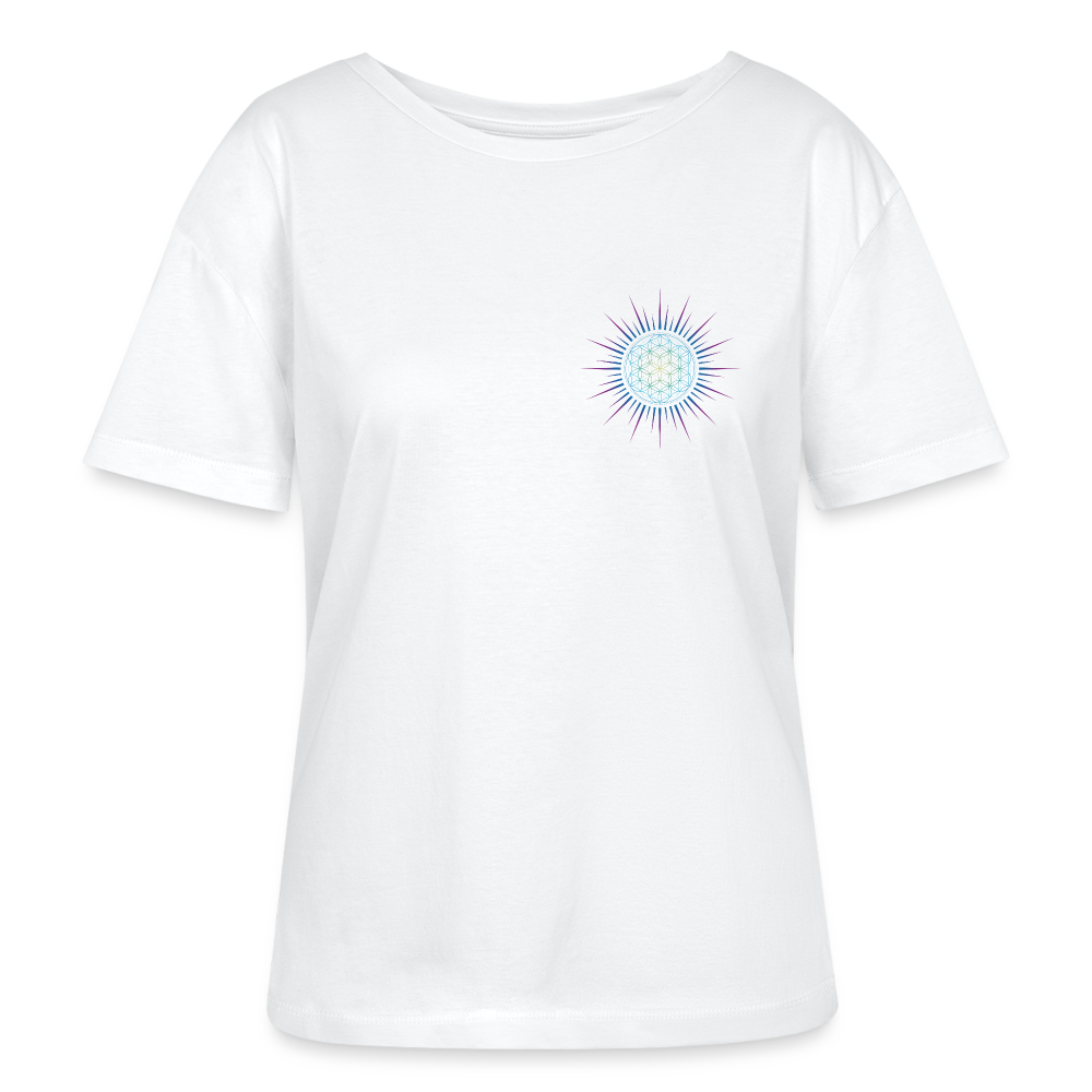 Fleur de vie Soleil Paon coeur - T-shirt  Femme - 100% Coton Bio - blanc