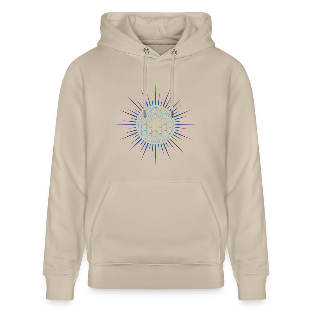 Fleur de vie Soleil Paon - Sweat à capuche Femme - 100% Coton Bio - beige