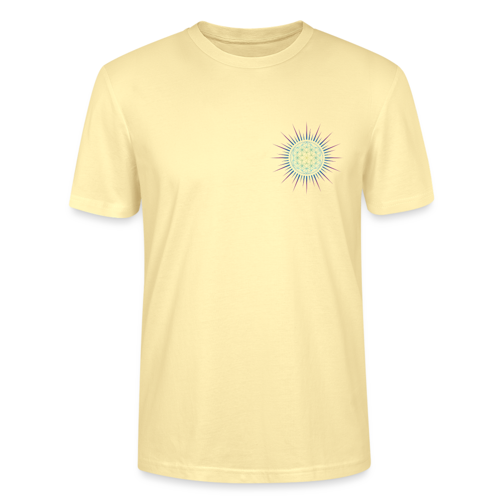 Fleur de vie soleil paon coeur - T-shirt homme - 100% Coton Bio - crème