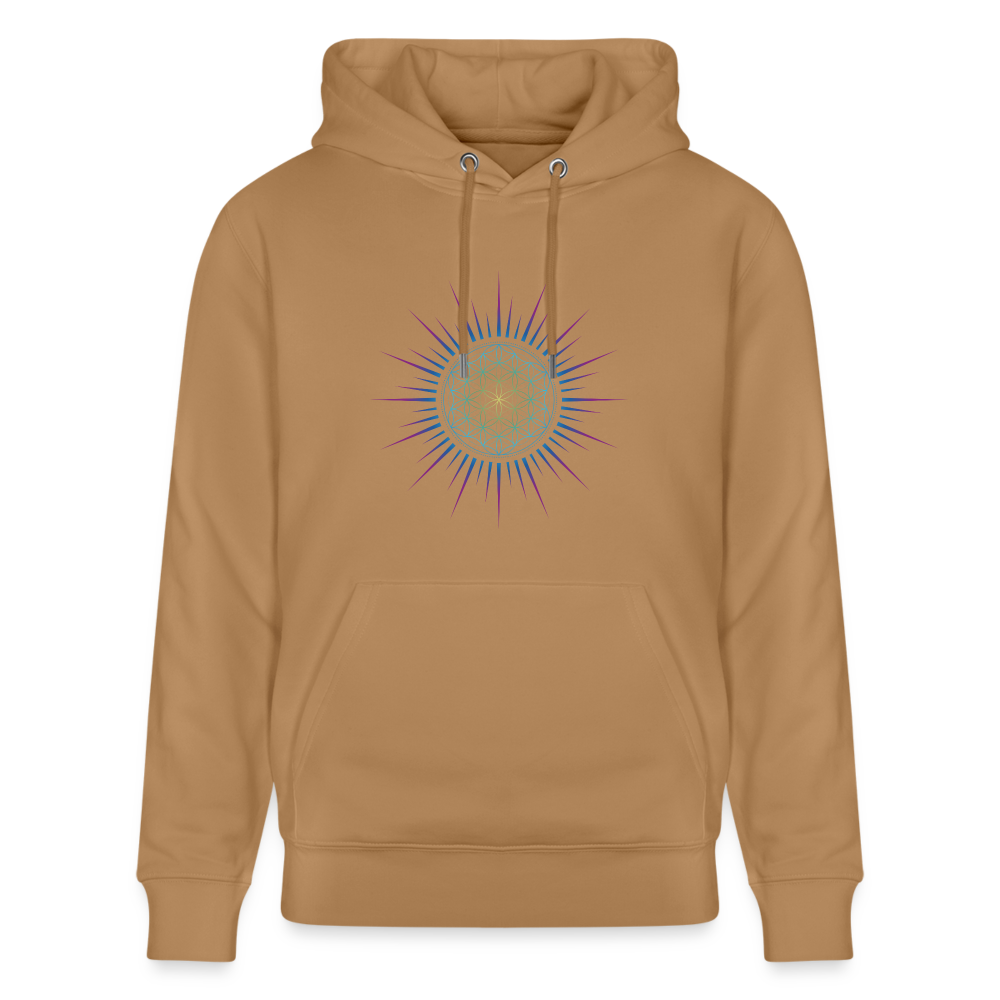 Fleur de vie Soleil Paon - Sweat à capuche Femme - 100% Coton Bio - Latte