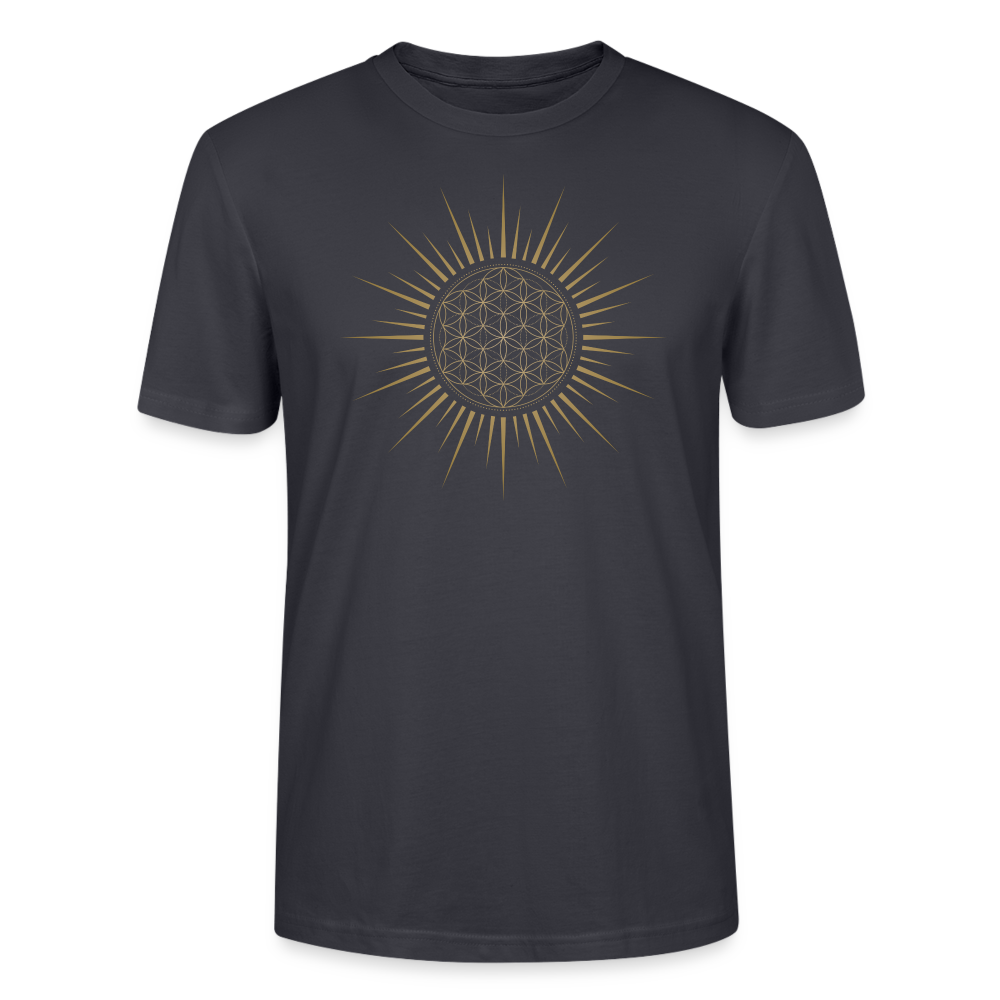 Fleur de Vie Soleil Or -T-shirt Homme - 100% coton bio - bleu gris foncé