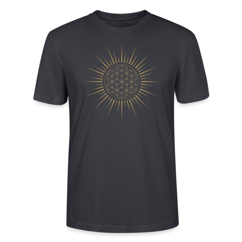 Fleur de Vie Soleil Or -T-shirt Homme - 100% coton bio - bleu gris foncé