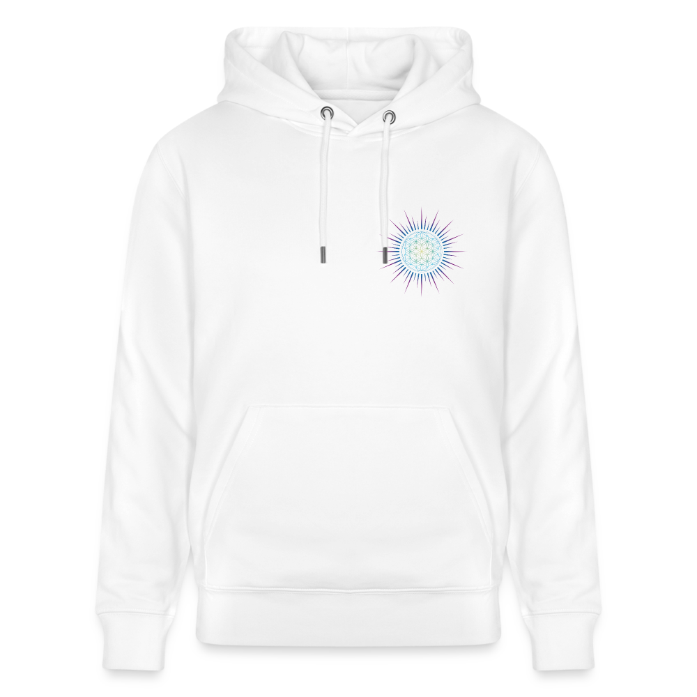 Fleur de vie Soleil Paon Coeur - Sweat à capuche Femme - 100% Coton Bio - blanc