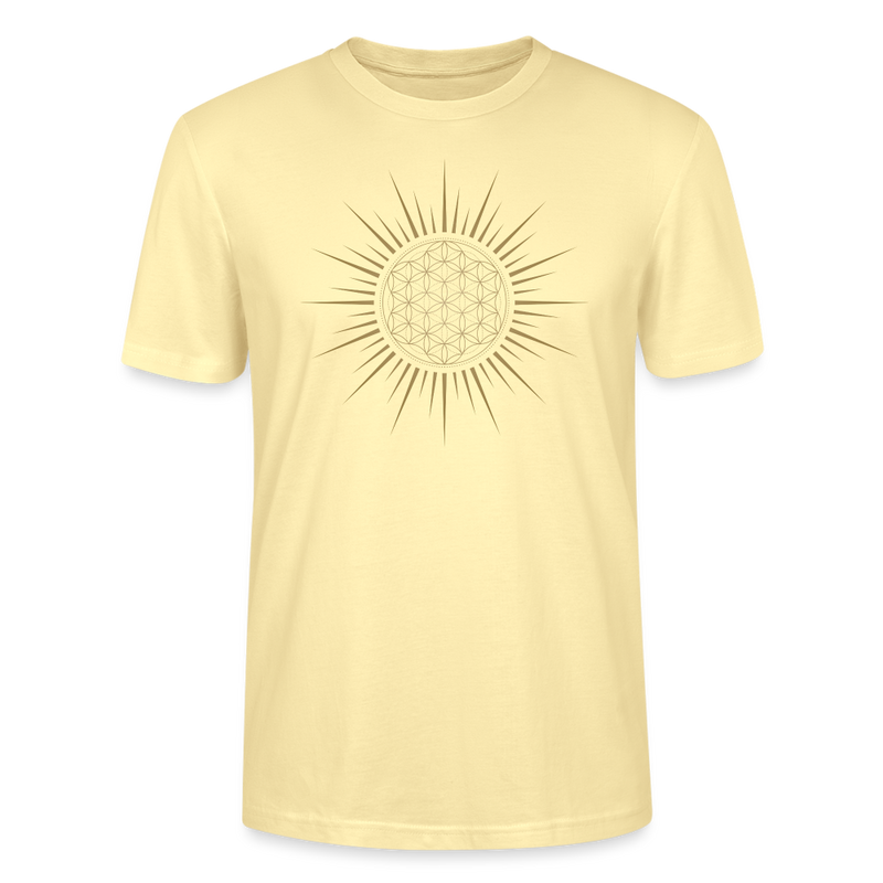 Fleur de Vie Soleil Or -T-shirt Homme - 100% coton bio (Blanc) - crème