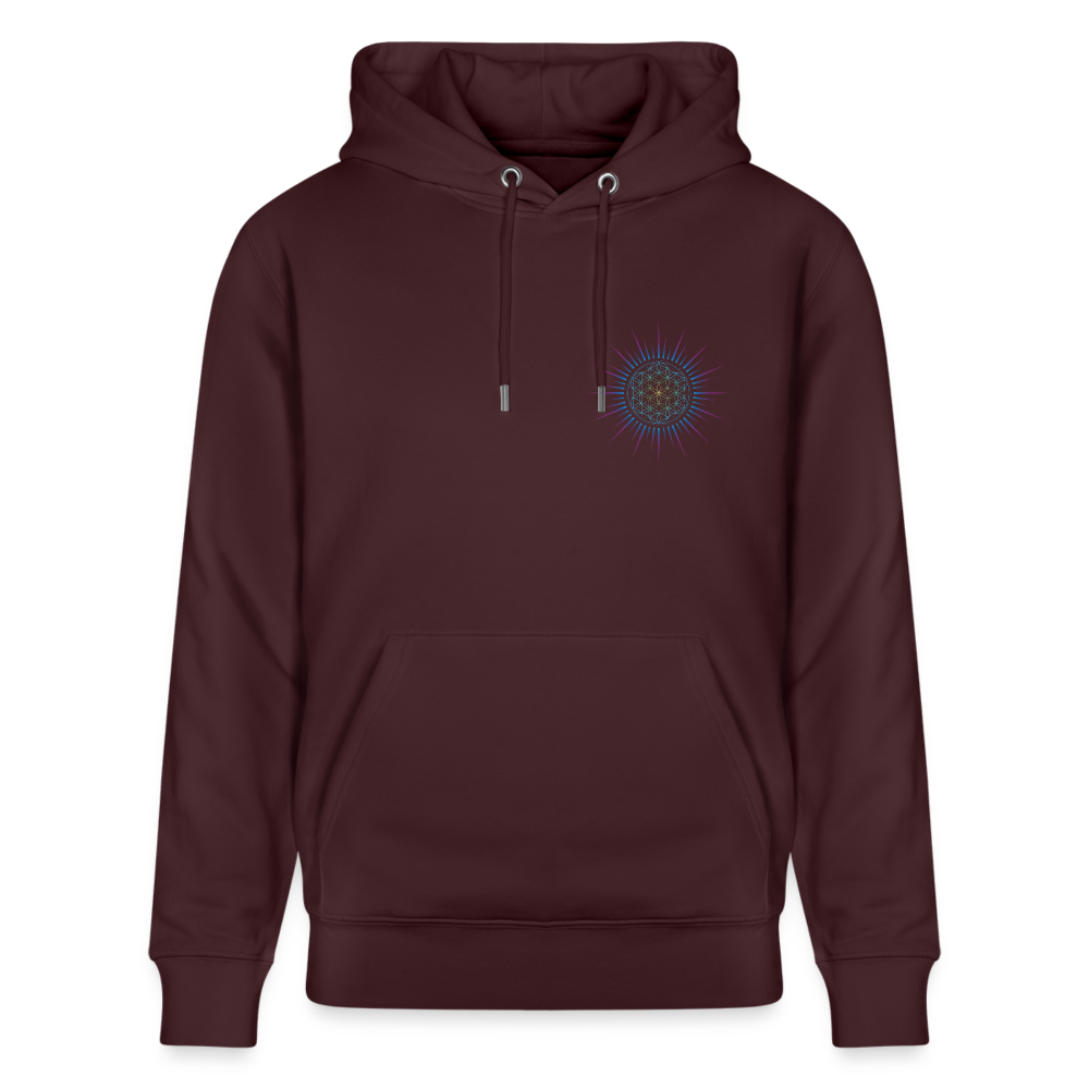 Fleur de vie Soleil Paon Coeur - Sweat à capuche Homme - 100% Coton Bio - maroon