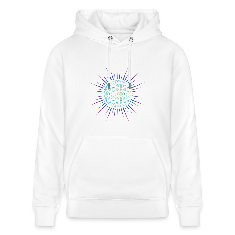 Fleur de vie Soleil Paon - Sweat à capuche Femme - 100% Coton Bio - blanc