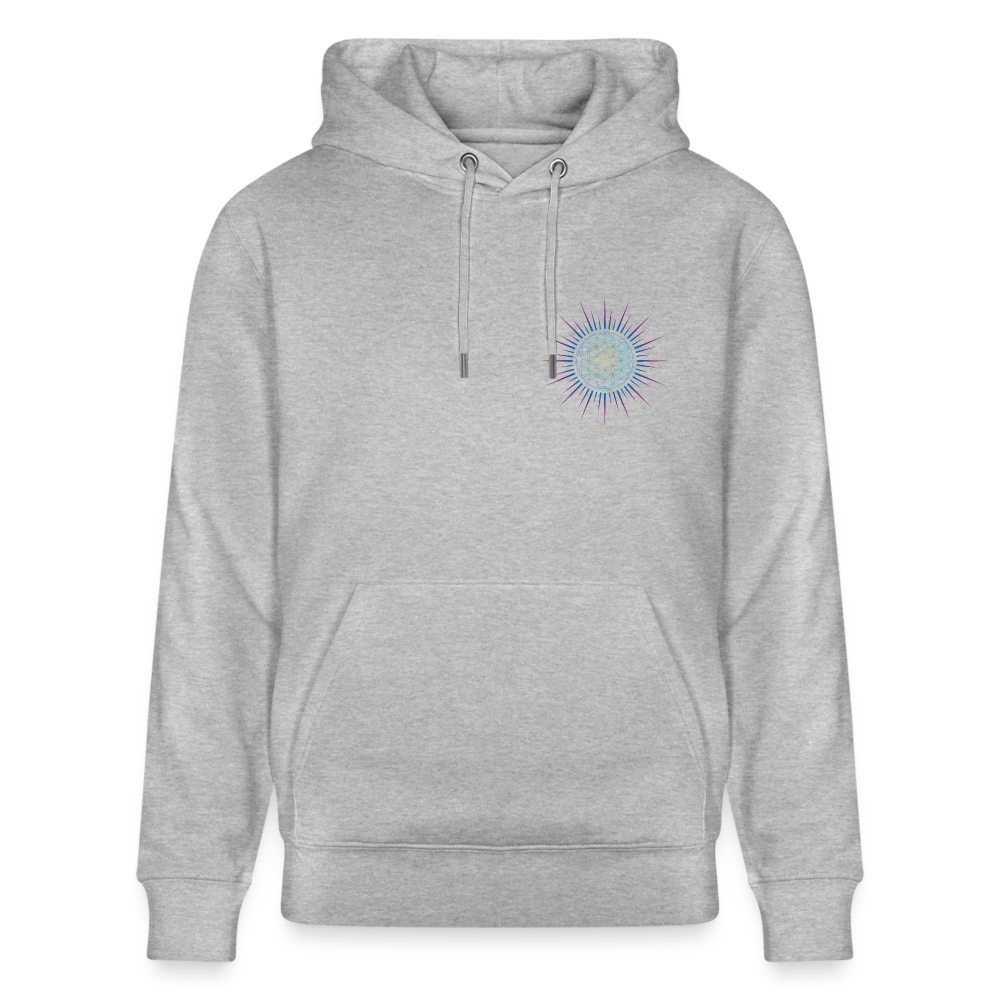 Fleur de vie Soleil Paon Coeur - Sweat à capuche Femme - 100% Coton Bio - gris chiné