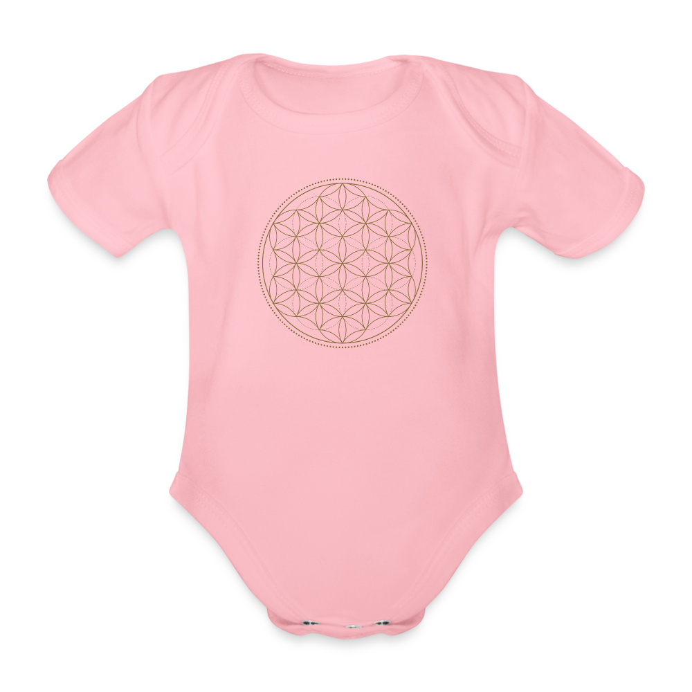 Fleur de Vie or - Body Bébé coton bio manches courtes - rose clair