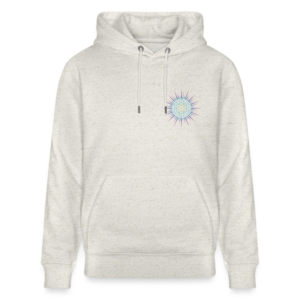 Fleur de vie Soleil Paon Coeur - Sweat à capuche Homme - 100% Coton Bio - beige chiné