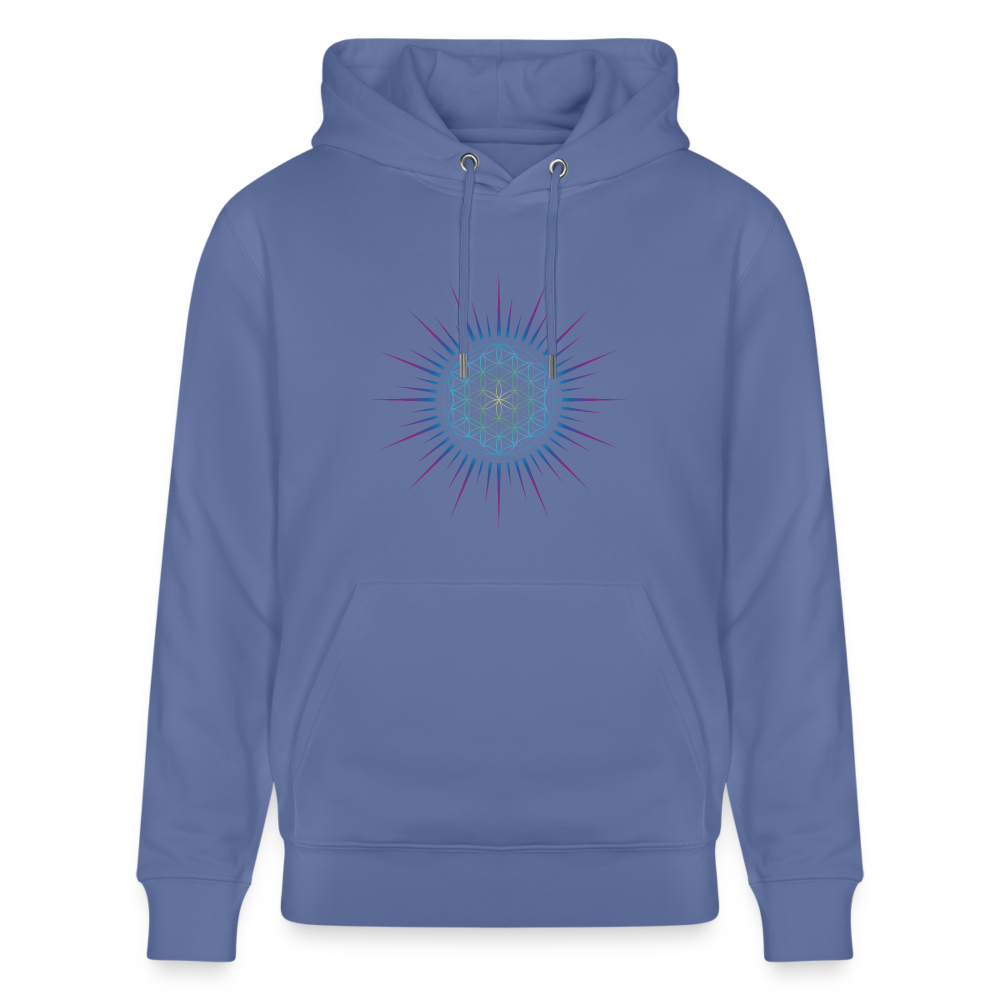 Fleur de vie Soleil Paon - Sweat à capuche Femme - 100% Coton Bio - bleu