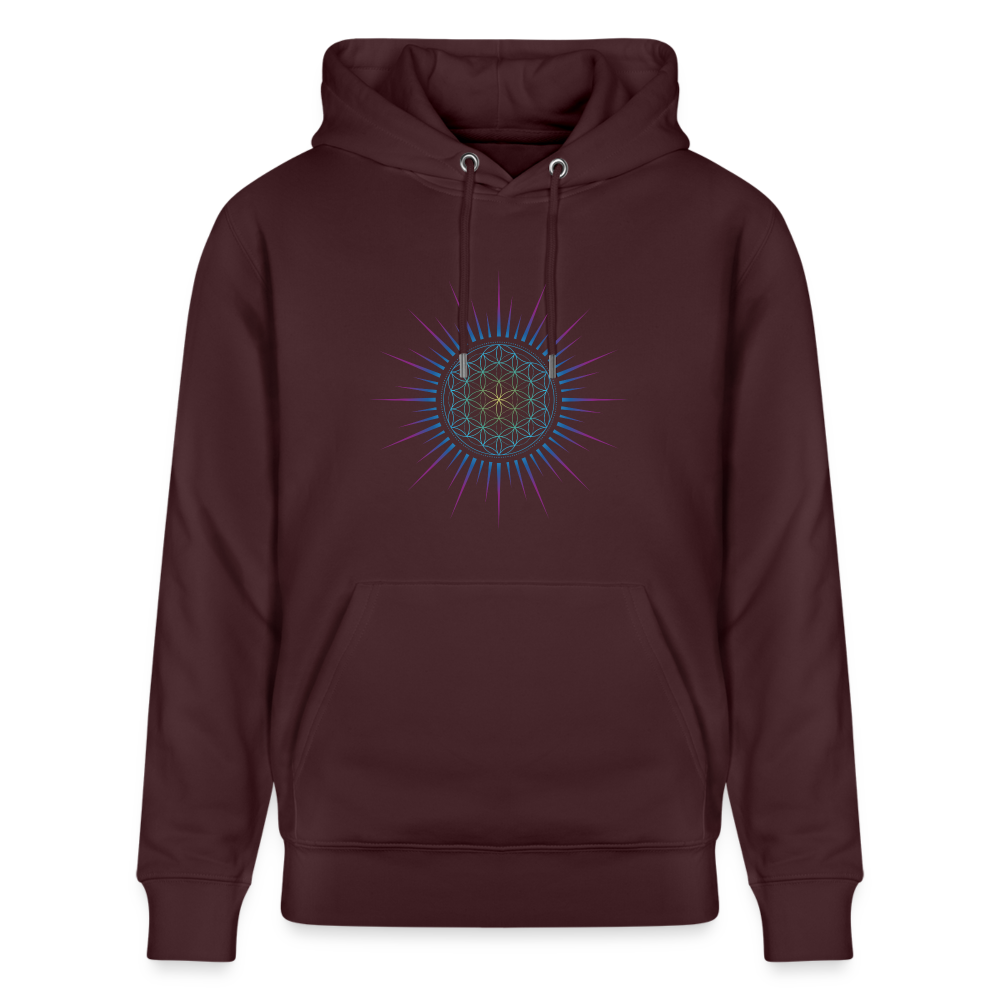 Fleur de vie Soleil Paon - Sweat à capuche Femme - 100% Coton Bio - maroon