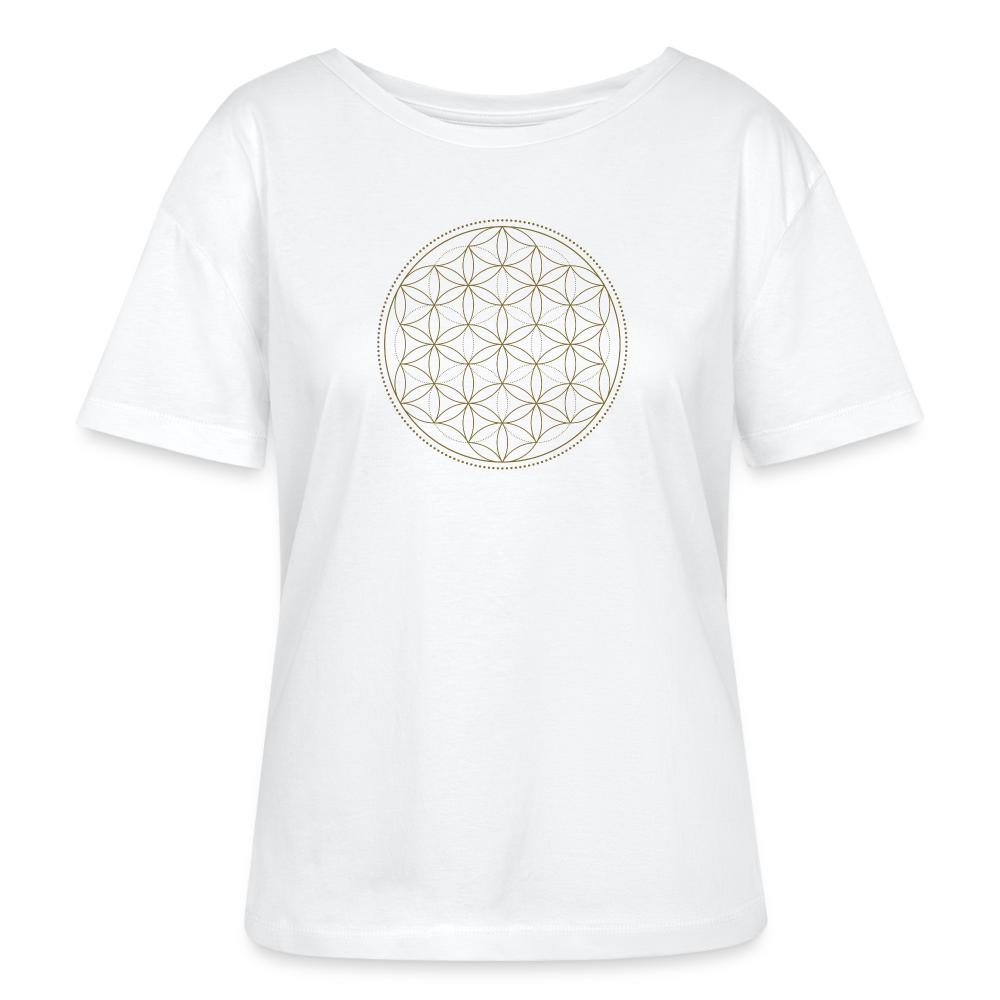 Fleur de vie Or - T-shirt Femme - 100% Coton bio - blanc