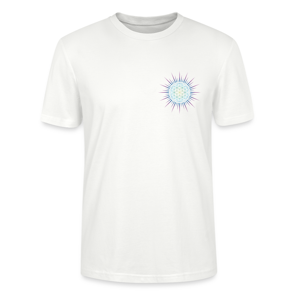 Fleur de vie soleil paon coeur - T-shirt homme - 100% Coton Bio - blanc