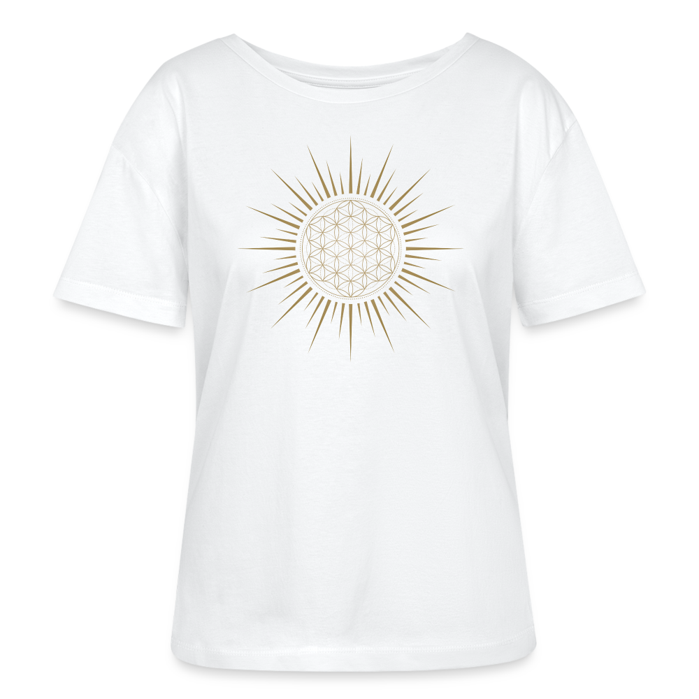 Fleur de Vie Soleil Or T-shirt Femme 100% coton bio - blanc