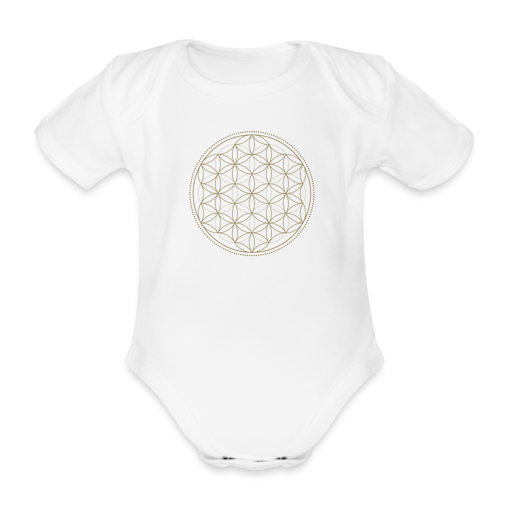 Fleur de Vie or - Body Bébé coton bio manches courtes - blanc