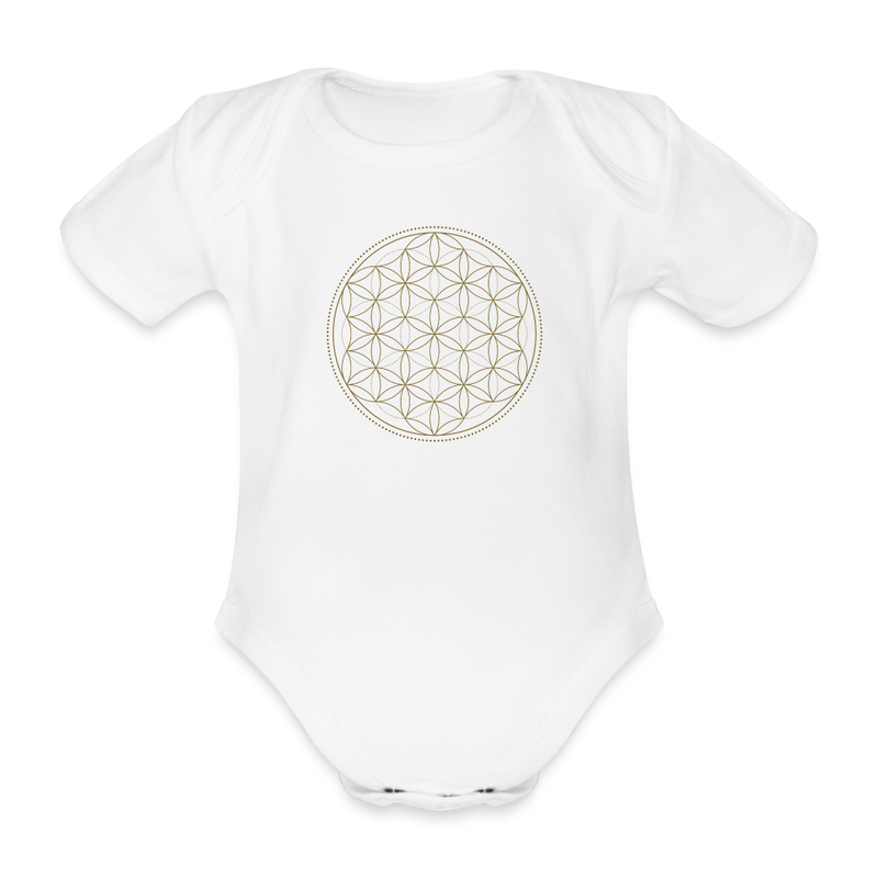 Fleur de Vie or - Body Bébé coton bio manches courtes - blanc