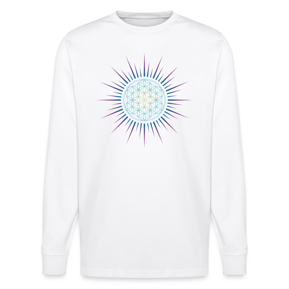 Fleur de vie Soleil Paon - T-shirt manches longues Homme - blanc