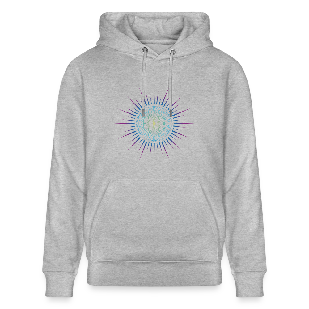 Fleur de vie Soleil Paon - Sweat à capuche Femme - 100% Coton Bio - gris chiné