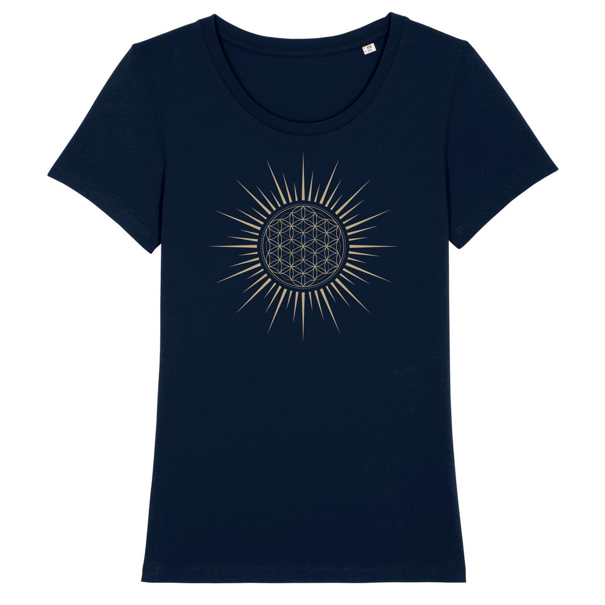 Fleur de Vie Soleil Or T-shirt Femme 100% Coton BIO