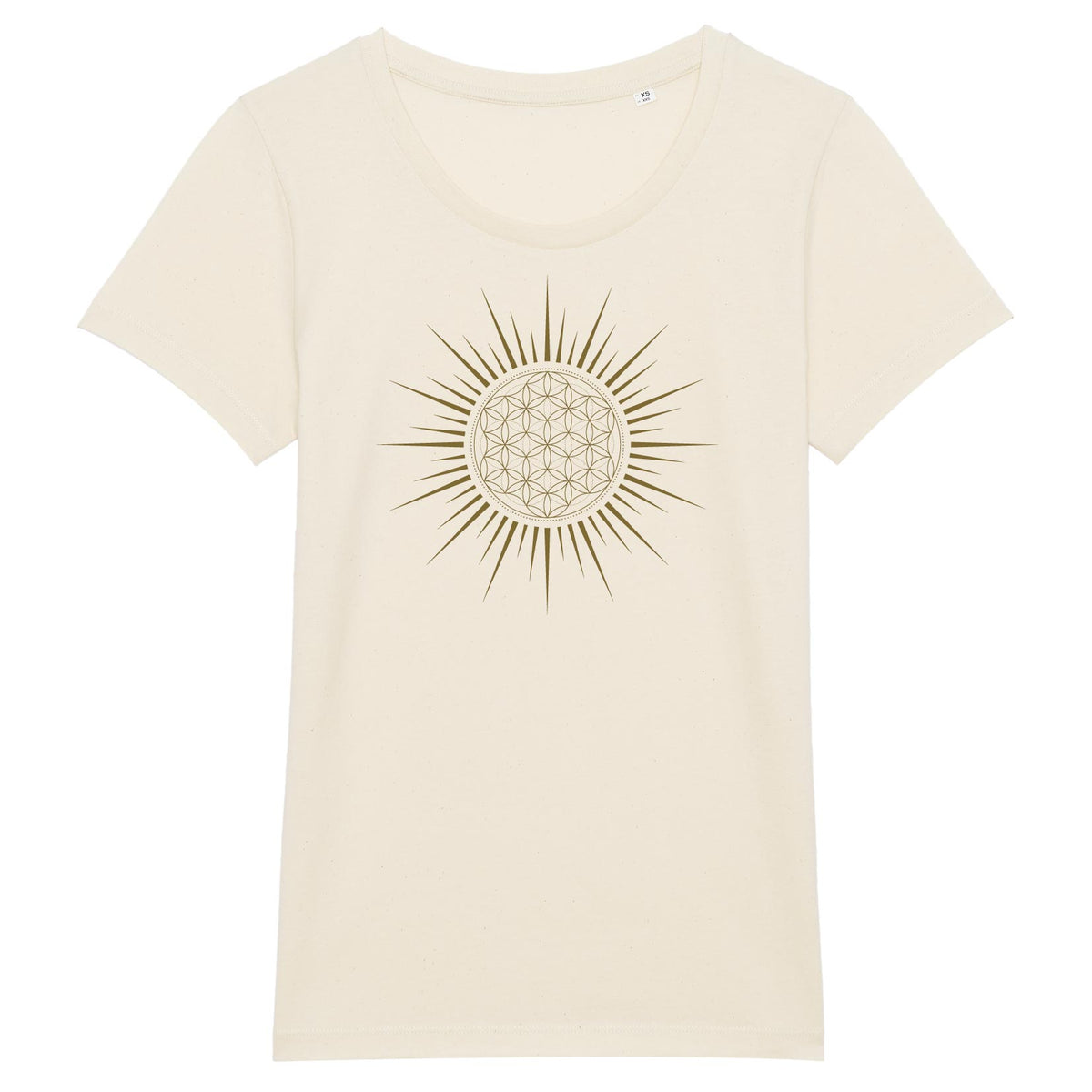 Fleur de Vie Soleil Or T-shirt Femme 100% Coton BIO