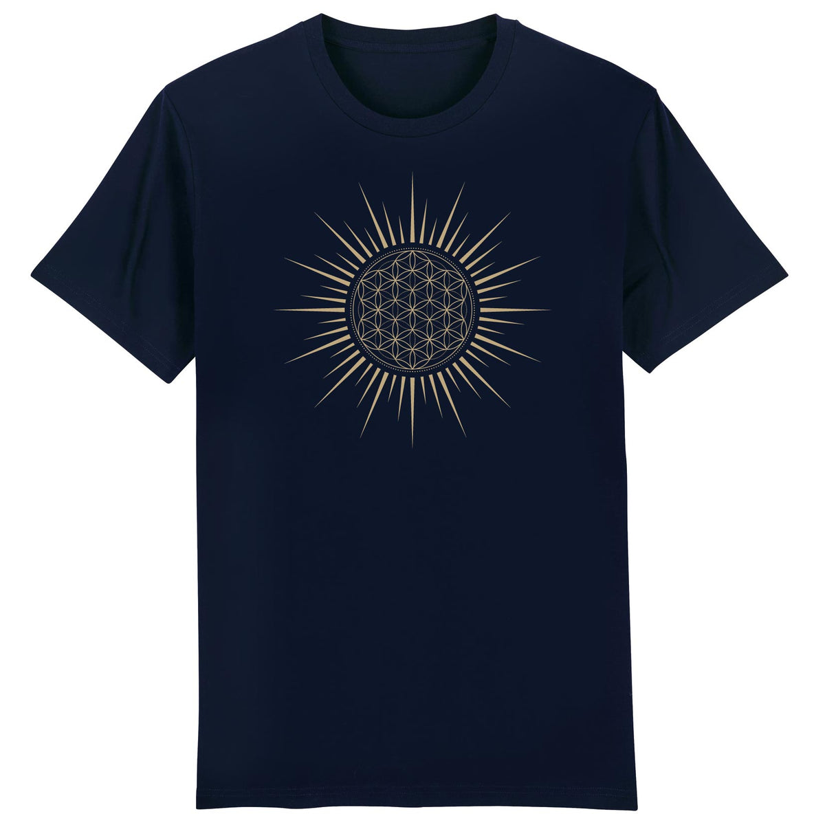 Fleur de Vie Soleil Or T-shirt Homme 100% Coton BIO