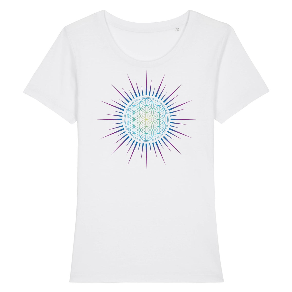 Fleur de Vie Soleil Paon T-shirt Femme 100% Coton BIO