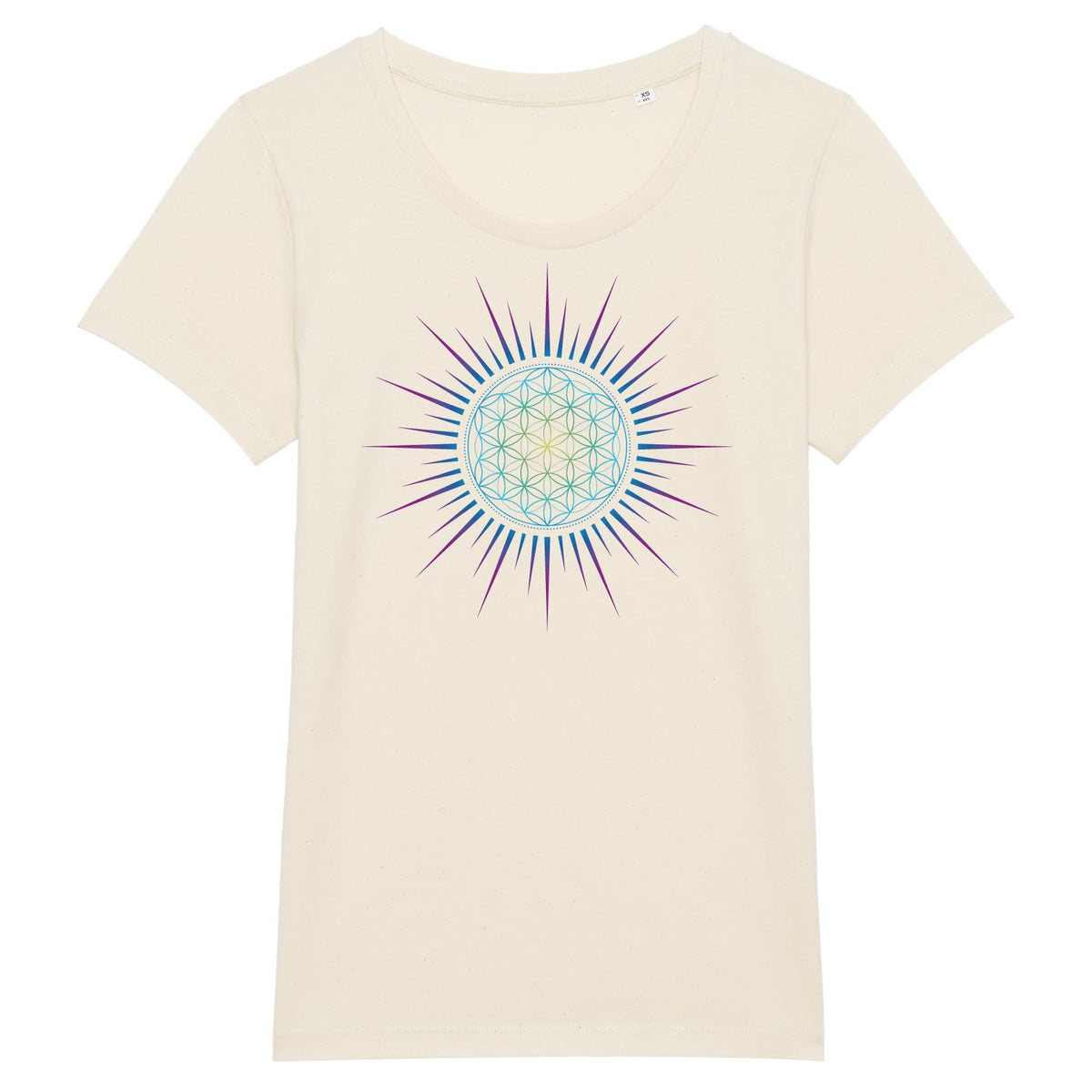 Fleur de Vie Soleil Paon T-shirt Femme 100% Coton BIO