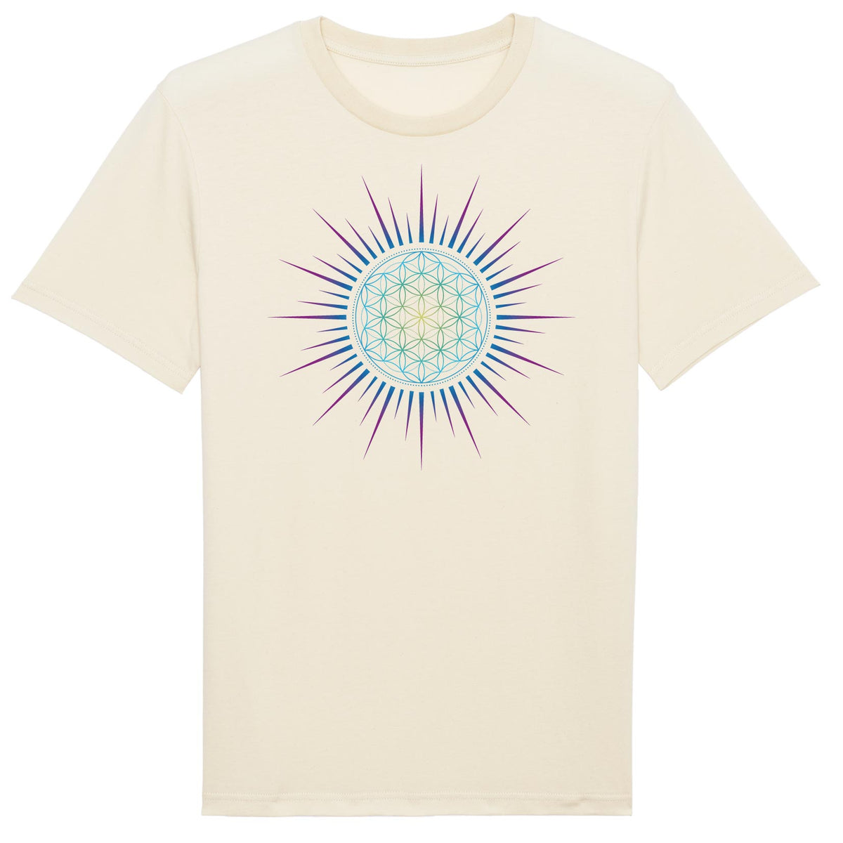 Fleur de vie soleil Paon T-shirt homme coton Bio