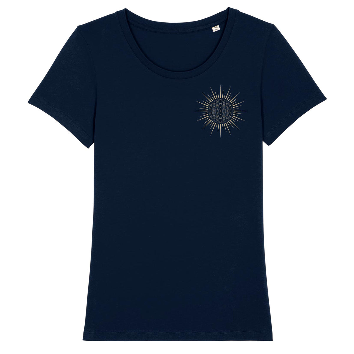 Fleur de Vie Soleil Or Coeur T-shirt Femme Coton BIO