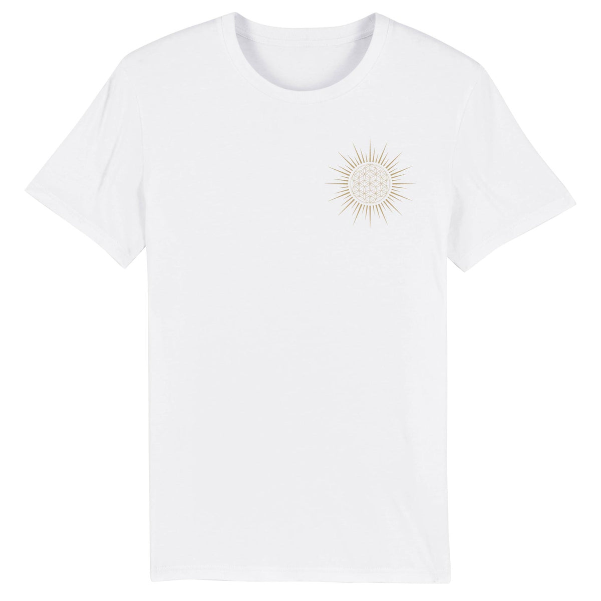 Fleur de Vie Soleil Or Coeur T-shirt Homme 100% Coton BIO