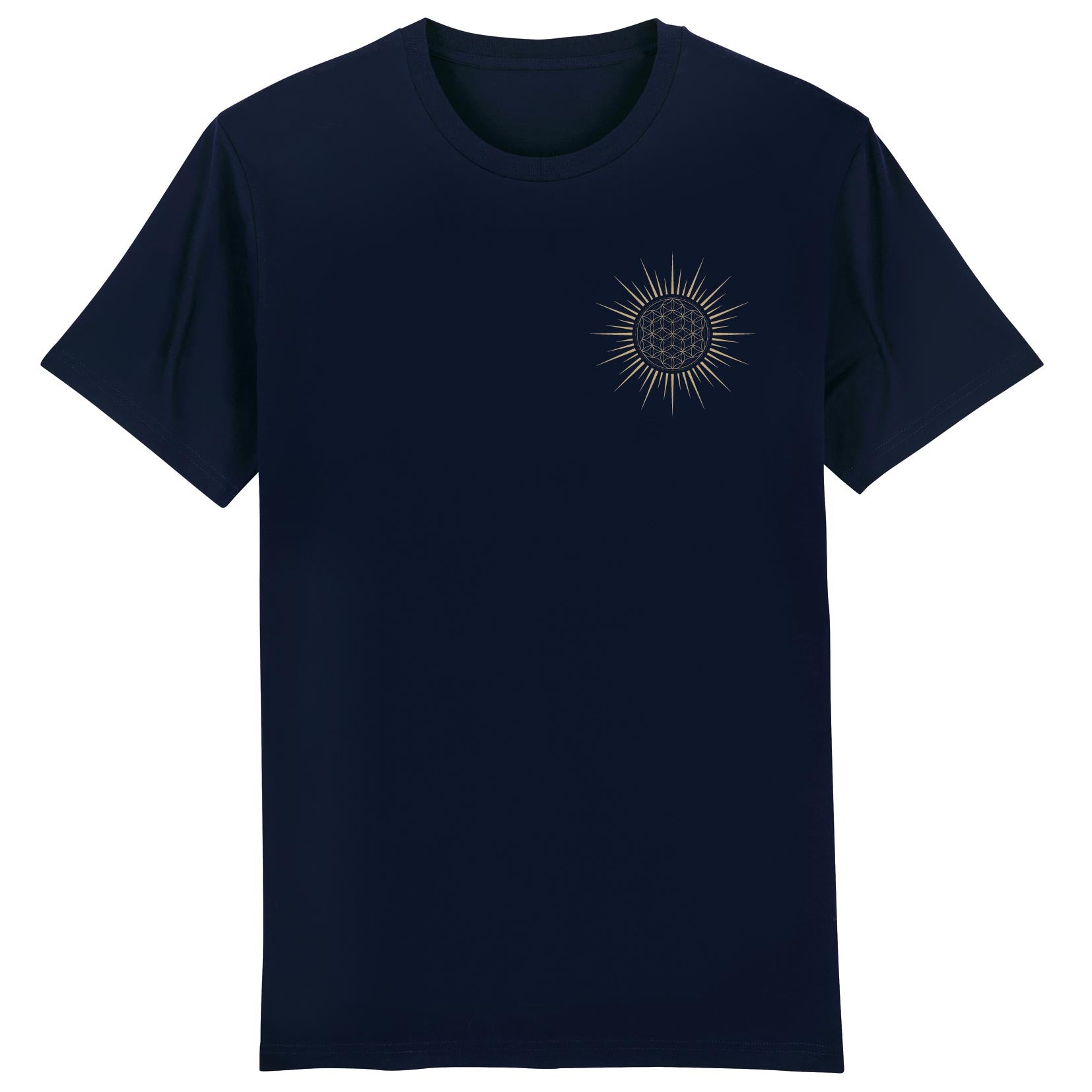 Fleur de Vie Soleil Or Coeur T shirt Homme 100 Coton BIO